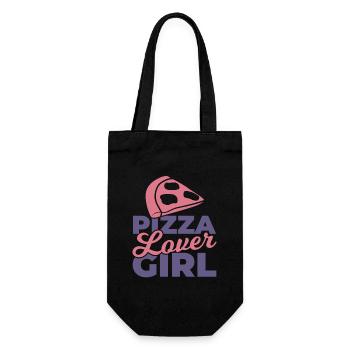 Girl who loves pizza - Gift Bag for Bottles - black - Front