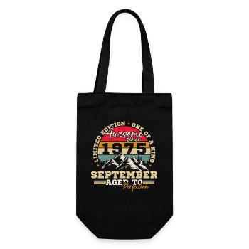 Vintage Birthday Gift Born In September 1975 - Gift Bag for Bottles - black - Front