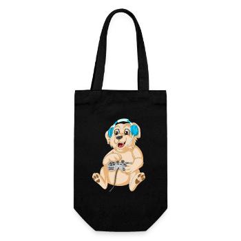 Verspielter Gaming Hund Golden Retriever - Geschenkbeutel für Flaschen - Schwarz - Vorne
