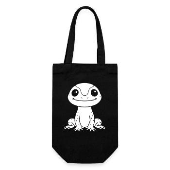 Niedlicher Gecko in minimalistischer Illustration Salamandr - Geschenkbeutel für Flaschen - Schwarz - Vorne