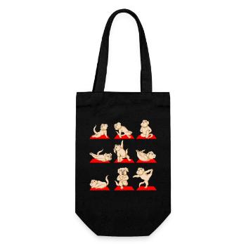 Entzückende Welpen Golden Retriever Yoga Posen - Geschenkbeutel für Flaschen - Schwarz - Vorne