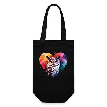 Fern hawk in colorful watercolor heart - Gift Bag for Bottles - black - Front