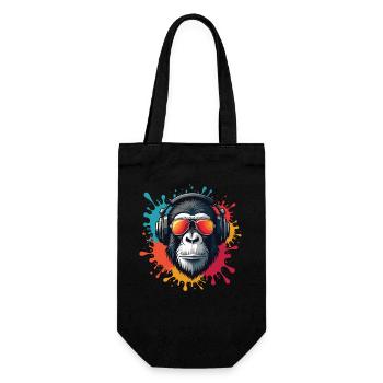 Gorille rétro avec casque et lunettes de soleil - Sac à bouteille - noir - Devant