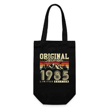 Carte d'anniversaire originale vintage de septembre 1985 - Sac à bouteille - noir - Devant