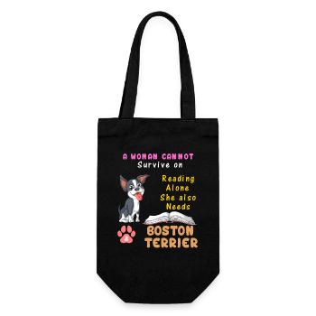 Boston Terrier with Reading Quote For women - Gift Bag for Bottles - black - Front