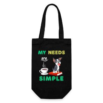 My Needs Are Simple Boston Terrier Coffee and book - Gift Bag for Bottles - black - Front