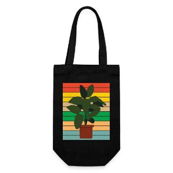 Potted houseplant flat retro - Geschenkbeutel für Flaschen - Schwarz - Vorne
