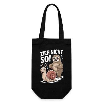 Faultier zieht lustige Schnecke Cartoon - Geschenkbeutel für Flaschen - Schwarz - Vorne