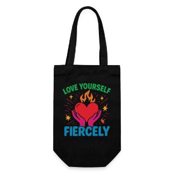 Love Yourself Fiercely Mindfulness Affirmation - Gift Bag for Bottles - black - Front
