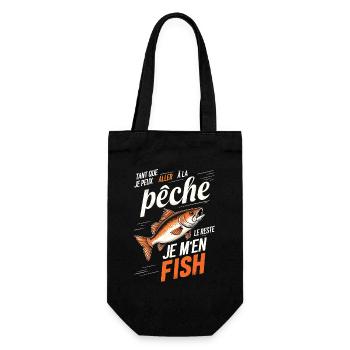 Humorous fishing draw - Gift Bag for Bottles - black - Front