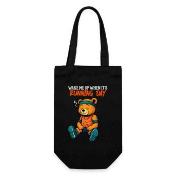 Weck mich auf, wenn Lauftag ist - Jogging-Humor - Geschenkbeutel für Flaschen - Schwarz - Vorne