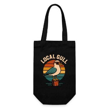 Local Gull – coole Retro Möwe mit Sonnenbrille - Geschenkbeutel für Flaschen - Schwarz - Vorne