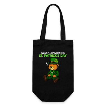 Weck mich auf, wenn St. Patrick's Day ist - Humor - Geschenkbeutel für Flaschen - Schwarz - Vorne