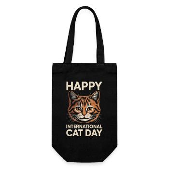Happy International Cat Day - Gift Bag for Bottles - black - Front