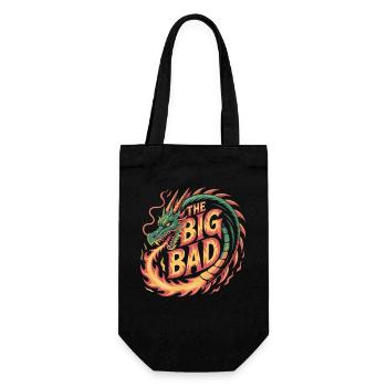 Motif dragon avec feu et lettrage - Sac à bouteille - noir - Devant