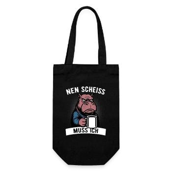 Stures Nilpferd - Nen Scheiß muss ich - Kaffee - Geschenkbeutel für Flaschen - Schwarz - Vorne