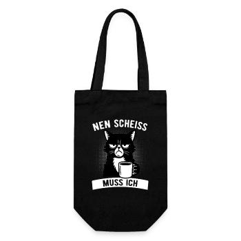 Freche Katze - Nen Scheiß muss ich - Kaffee - Geschenkbeutel für Flaschen - Schwarz - Vorne
