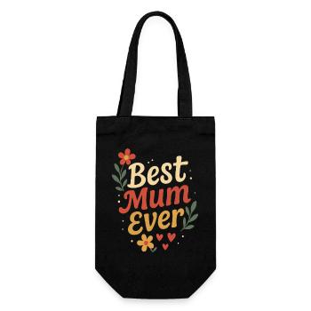 Design Mère Parfaite avec Fleurs et Cœurs - Sac à bouteille - noir - Devant