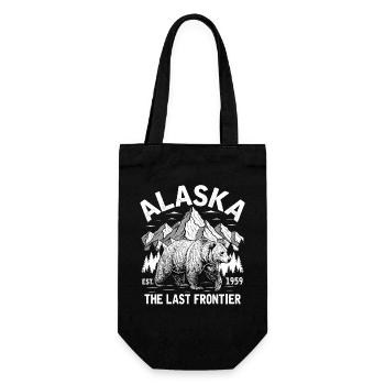 Alaska Mountain Bear Illustration - Gift Bag for Bottles - black - Front