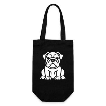 Bulldoggenwelpe detaillierte Illustration - Geschenkbeutel für Flaschen - Schwarz - Vorne