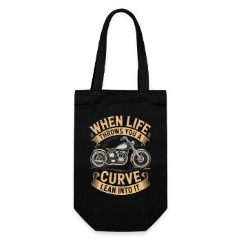 When Life Throws You a Curve – Biker Design - Geschenkbeutel für Flaschen - Schwarz - Vorne