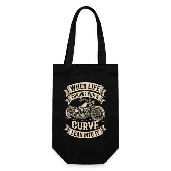 When Life Throws You a Curve – Biker Design - Geschenkbeutel für Flaschen - Schwarz - Vorne