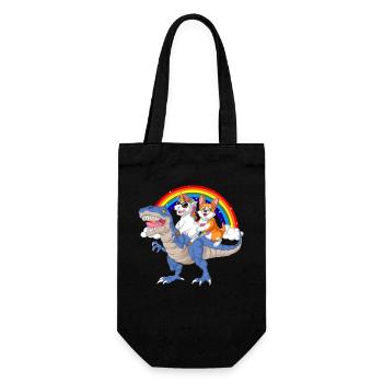 Skurrile Dinosaurierfahrt mit Fantasy Corgi Hund - Geschenkbeutel für Flaschen - Schwarz - Vorne