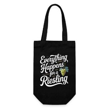 Wein Weintrinker Everything Happens For A Riesling - Geschenkbeutel für Flaschen - Schwarz - Vorne