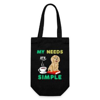 Bücher, Kaffee & Golden Doodle Vibes - Geschenkbeutel für Flaschen - Schwarz - Vorne