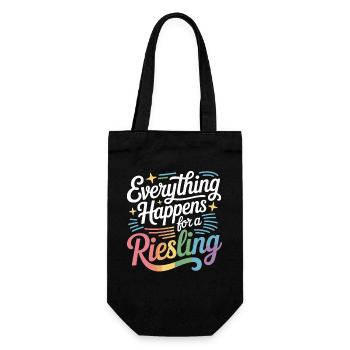 Wein Weintrinker Everything Happens For A Riesling - Geschenkbeutel für Flaschen - Schwarz - Vorne