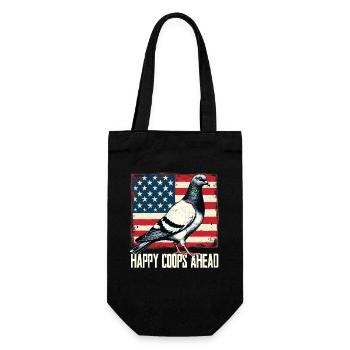 Pigeon fanciers Happy Coops Ahead - Gift Bag for Bottles - black - Front