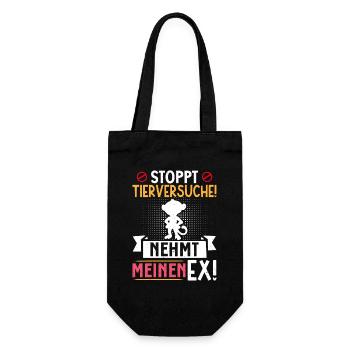 Animal welfare STOP ANIMAL TESTING TAKE MY EX - Gift Bag for Bottles - black - Front