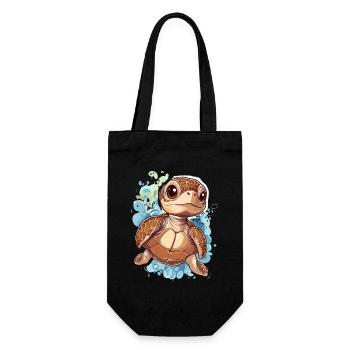 Turtle - Gift Bag for Bottles - black - Front