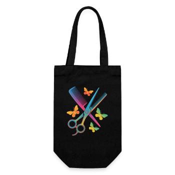 Hairdresser Scissors Comb Butterfly - Gift Bag for Bottles - black - Front
