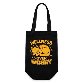 Wellness Over Worry Mindfulness affirmation - Gift Bag for Bottles - black - Front
