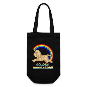 Skurriler Einhorn-Hund mit Regenbogen-Motiv - Geschenkbeutel für Flaschen - Schwarz - Vorne