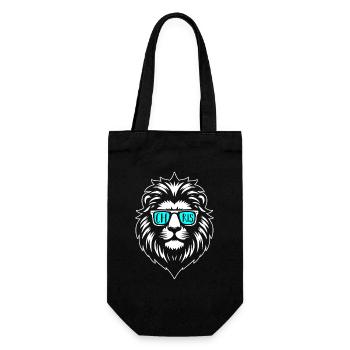 Lion Face with Sunglasses - Gift Bag for Bottles - black - Front