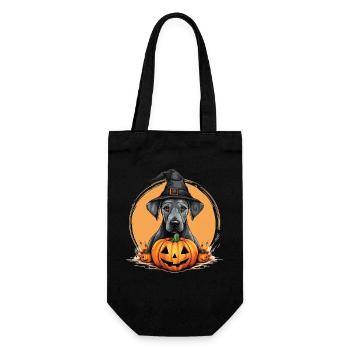 Halloween Witch Hat Pumpkin Dog Great Dane - Gift Bag for Bottles - black - Front