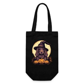 Halloween Witch Hat Pumpkin Dog Cocker Spaniel - Gift Bag for Bottles - black - Front