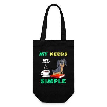Bücher Kaffee und Dackel Lustiger Hundeliebhaber Design - Geschenkbeutel für Flaschen - Schwarz - Vorne