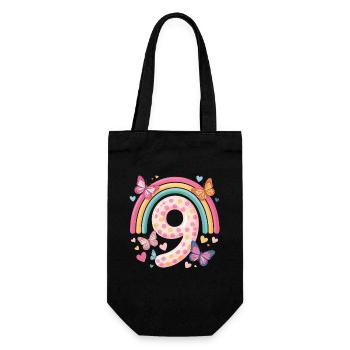 Papillon arc-en-ciel 9e anniversaire fille - Sac à bouteille - noir - Devant