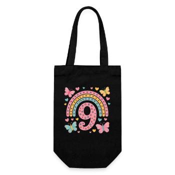 Papillon arc-en-ciel 9e anniversaire fille - Sac à bouteille - noir - Devant