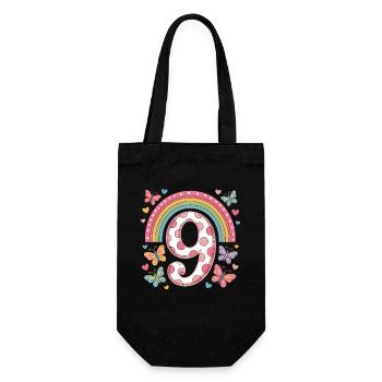 Papillon arc-en-ciel 9e anniversaire fille - Sac à bouteille - noir - Devant