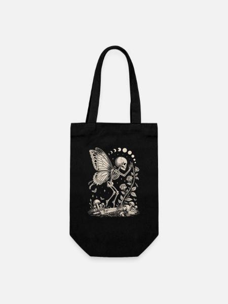 Gothic Skelett Fee mit Mondphasen - Geschenkbeutel für Flaschen - Schwarz