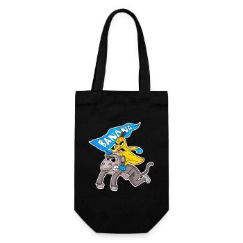 Banana Superhero with Monkey Motifs - Gift Bag for Bottles - black - Front