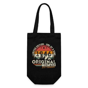 80 Years 1946 Vintage Retro Anniversary - Gift Bag for Bottles - black - Front