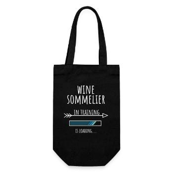 Wine Sommelier Geschenk Beruf Ausbildung - Geschenkbeutel für Flaschen - Schwarz - Vorne
