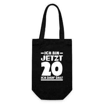 Funny 20th Birthday Gift - Gift Bag for Bottles - black - Front