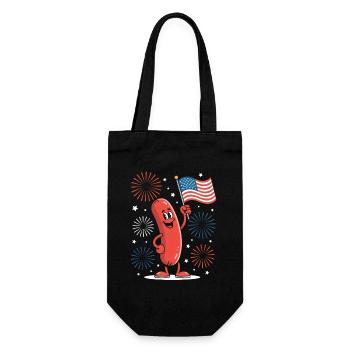  Patriotic Kawaii Sausage Independence Day 4th of - Geschenkbeutel für Flaschen - Schwarz - Vorne