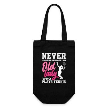 Never underestimate an old lady who plays tennis - Gift Bag for Bottles - black - Front